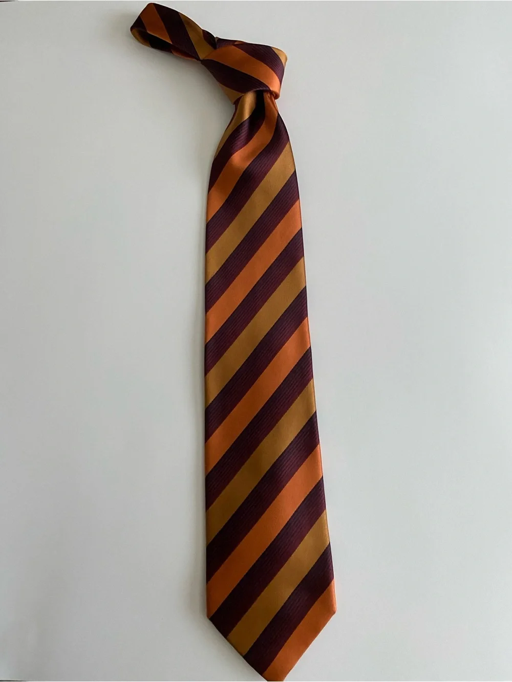 BCBG Diagonal Stripe Tie in Orange and Burgundy